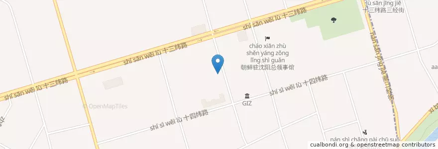Mapa de ubicacion de 南市场街道 en 중국, 랴오닝성, 선양시, 허핑구, 南市场街道.
