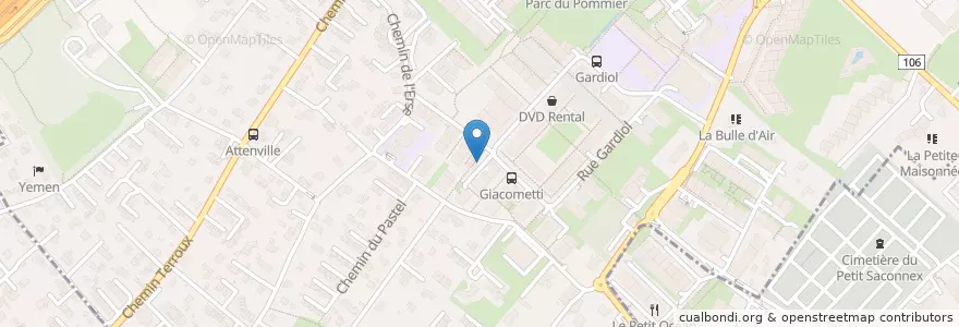 Mapa de ubicacion de Grand-Saconnex Quartier du Pommier en Suisse, Genève, Genève, Le Grand-Saconnex.