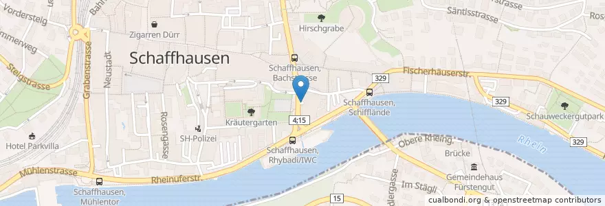 Mapa de ubicacion de Parkhaus Stricki (P3) en Schweiz/Suisse/Svizzera/Svizra, Schaffhausen, Schaffhausen.