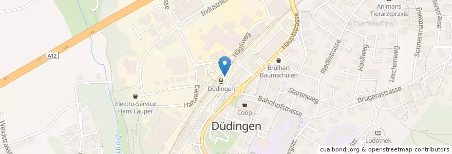 Mapa de ubicacion de Briefeinwurf Düdingen, Bahnhofplatz en Svizzera, Friburgo, Sensebezirk, Düdingen.