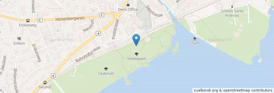 Mapa de ubicacion de Minigolf Cham Villette en Schweiz/Suisse/Svizzera/Svizra, Zug, Cham.