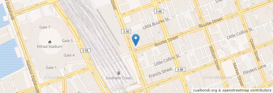Mapa de ubicacion de Mail Exchange Hotel en Austrália, Victoria, City Of Melbourne.