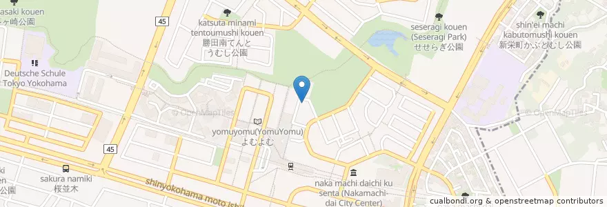 Mapa de ubicacion de 仲町台駅前局 en 일본, 가나가와현, 요코하마시, 都筑区.