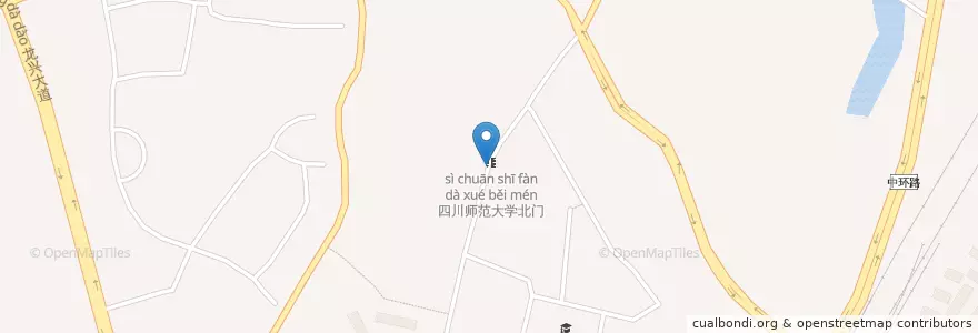 Mapa de ubicacion de 四川师范大学北门 en Çin, Siçuan, 成都市, 锦江区 (Jinjiang).