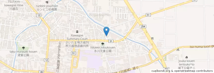 Mapa de ubicacion de 氷川神社 en Japão, 埼玉県, 川越市.