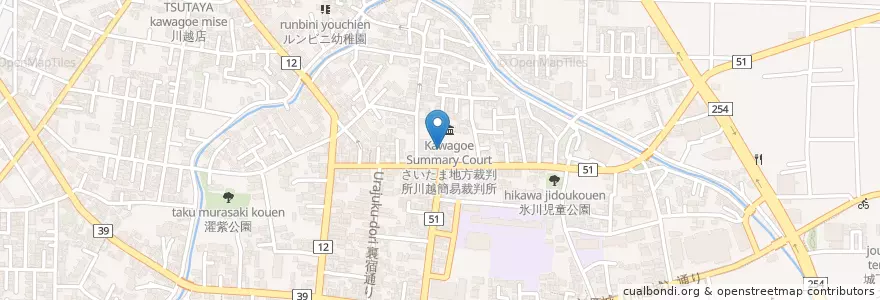 Mapa de ubicacion de さいたま地方裁判所 en 日本, 埼玉县, 川越市.