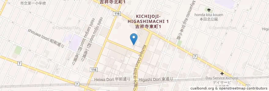Mapa de ubicacion de ミスタードーナツ en ژاپن, 東京都, 武蔵野市.