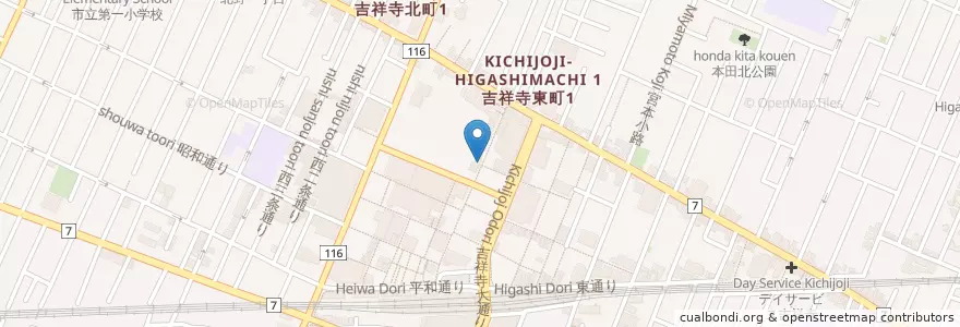 Mapa de ubicacion de 元祖寿司 en Japão, Tóquio, 武蔵野市.