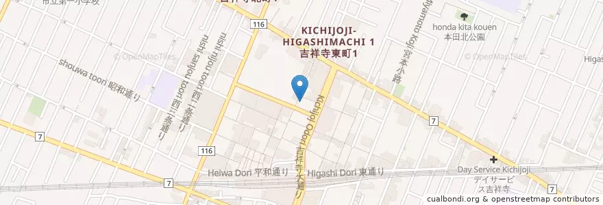 Mapa de ubicacion de ラーメン日高屋 en Jepun, 東京都, 武蔵野市.