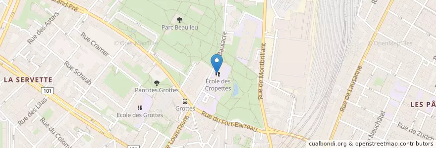 Mapa de ubicacion de École des Cropettes en Suíça, Genève, Genève, Genebra.