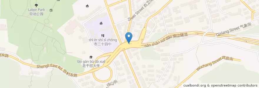 Mapa de ubicacion de 昆明街道 en Китай, Ляонин, Чжуншань, Далянь, 昆明街道.