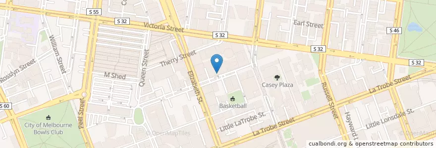 Mapa de ubicacion de Melba Café en Australia, Victoria, City Of Melbourne.