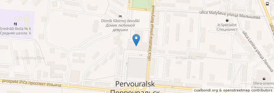 Mapa de ubicacion de ДК НТЗ en Russie, District Fédéral De L'Oural, Oblast De Sverdlovsk, Западный Управленческий Округ, Городской Округ Первоуральск.
