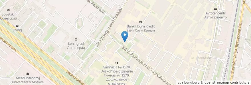 Mapa de ubicacion de Городская поликлиника № 39, филиал № 1 en 러시아, Центральный Федеральный Округ, Москва, Район Беговой.