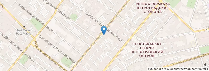 Mapa de ubicacion de Cafe Mirage en Russia, Northwestern Federal District, Leningrad Oblast, Saint Petersburg, Petrogradsky District, Округ Кронверкское.