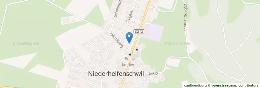 Mapa de ubicacion de Raiffeisenbank Niederhelfenschwil en Svizzera, San Gallo, Wahlkreis Wil, Niederhelfenschwil.