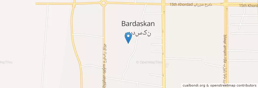Mapa de ubicacion de بردسکن en Iran, Razavi Khorasan, Bardaskan County, بخش مرکزی شهرستان بردسکن, بردسکن.