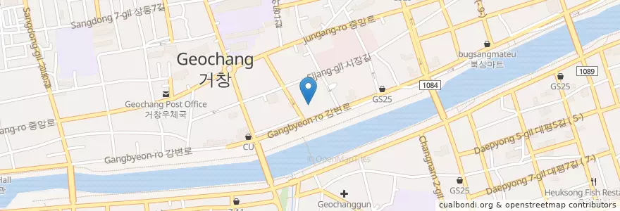 Mapa de ubicacion de 거창교회 (Geochang Church) en 대한민국, 경상남도, 거창군.