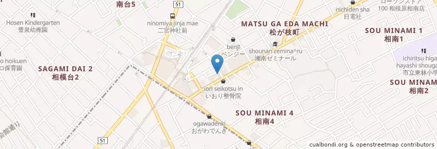 Mapa de ubicacion de 大学薬局 en 일본, 가나가와현, 相模原市, 南区.