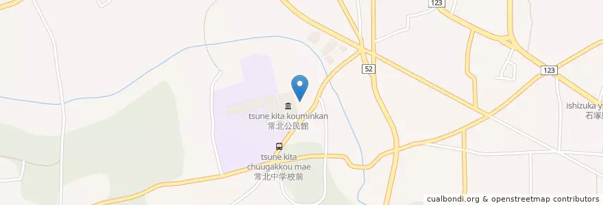 Mapa de ubicacion de 常北公民館駐車場 en Japon, Préfecture D'Ibaraki, 東茨城郡, 城里町.