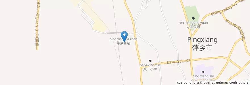 Mapa de ubicacion de 八一街街道 en China, Jiangxi, Pingxiang, 安源区 (Anyuan), 八一街街道.