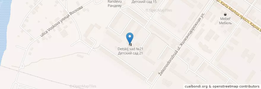 Mapa de ubicacion de Детский сад №21 en Russland, Föderationskreis Nordwest, Oblast Leningrad, Rajon Kingissepp, Кингисеппское Городское Поселение.