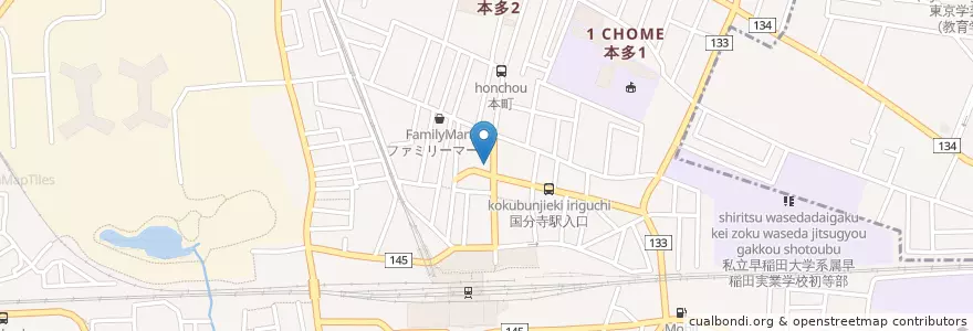Mapa de ubicacion de 三菱東京UFJ銀行 en Japón, Tokio, Kokubunji.