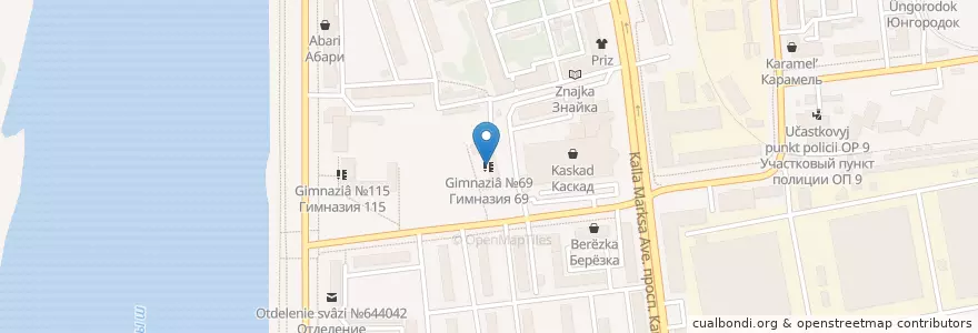 Mapa de ubicacion de Гимназия №69 en Rusia, Distrito Federal De Siberia, Omsk, Омский Район, Городской Округ Омск.