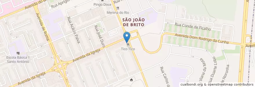 Mapa de ubicacion de Tico TIco en Portugal, Aire Métropolitaine De Lisbonne, Lisbonne, Grande Lisboa, Lisbonne, Alvalade.