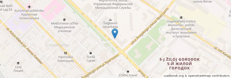 Mapa de ubicacion de Олимп en ロシア, 北カフカース連邦管区, Дагестан, Городской Округ Махачкала.