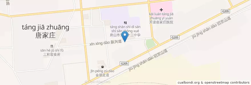 Mapa de ubicacion de 唐家庄街道 en China, Hebei, 唐山市, 古冶区, 唐家庄街道.