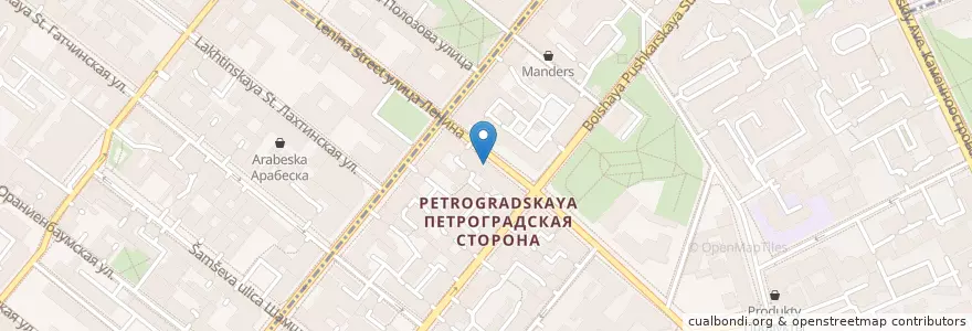 Mapa de ubicacion de Бражник бар en Russia, Northwestern Federal District, Leningrad Oblast, Saint Petersburg, Petrogradsky District, Округ Кронверкское.