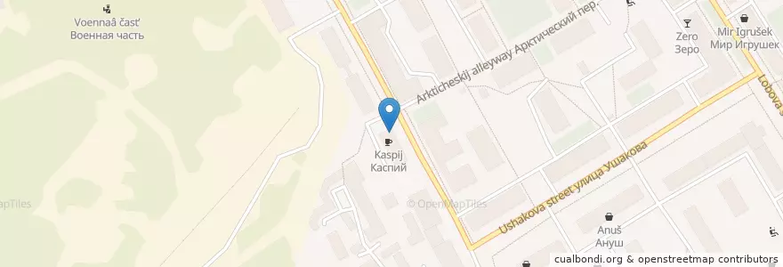 Mapa de ubicacion de Каспий en ロシア, 北西連邦管区, Мурманская Область, Городской Округ Мурманск.