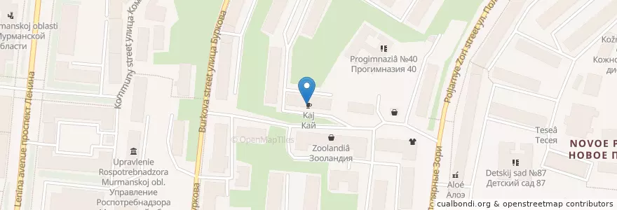 Mapa de ubicacion de Кай en Rusia, Северо-Западный Федеральный Округ, Óblast De Múrmansk, Городской Округ Мурманск.