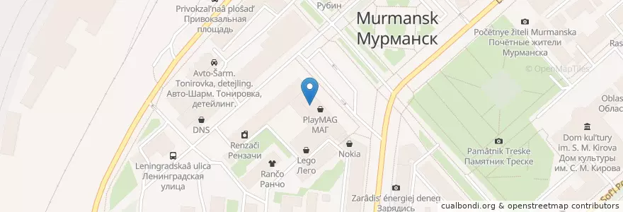 Mapa de ubicacion de М-клуб en Russie, District Fédéral Du Nord-Ouest, Oblast De Mourmansk, Городской Округ Мурманск.
