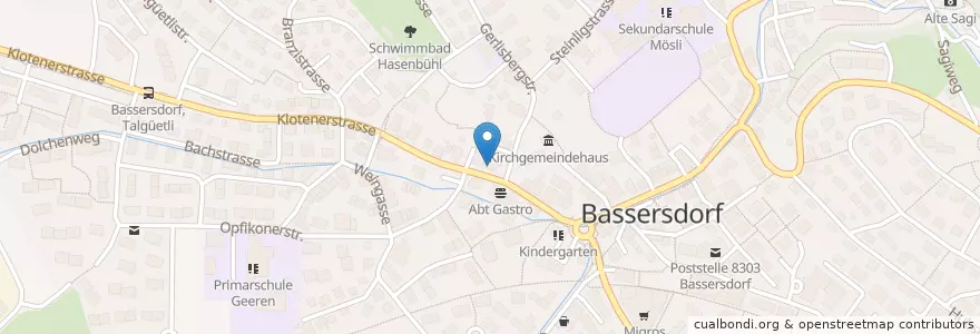 Mapa de ubicacion de Raiffeisenbank Oberembrach-Bassersdorf en سوئیس, زوریخ, Bezirk Bülach, Bassersdorf.
