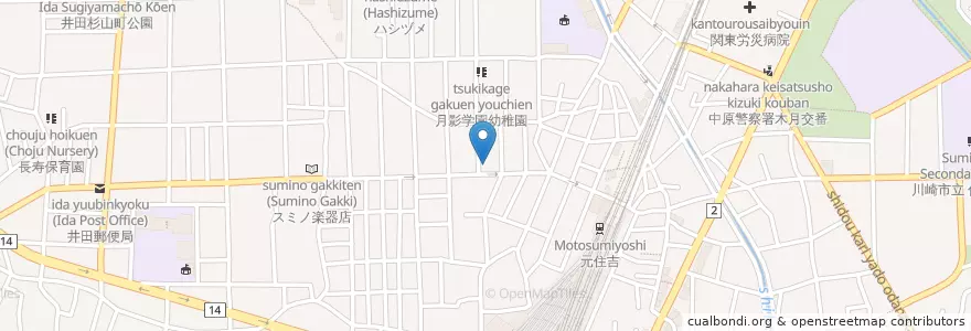 Mapa de ubicacion de レオナ en Japão, 神奈川県, 川崎市, 中原区.