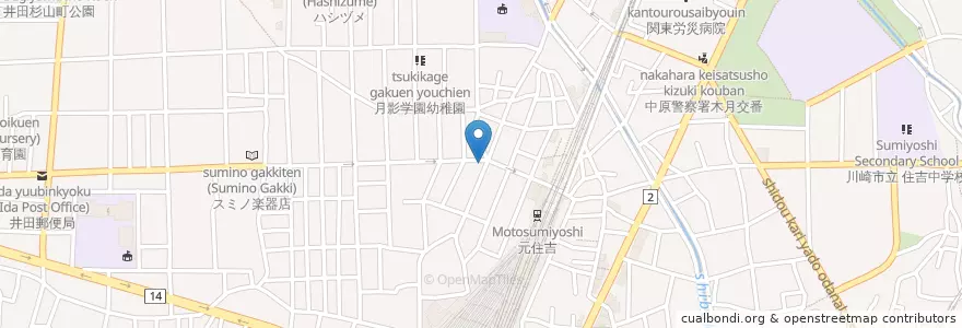 Mapa de ubicacion de わたみん家 en 日本, 神奈川縣, 川崎市, 中原区.