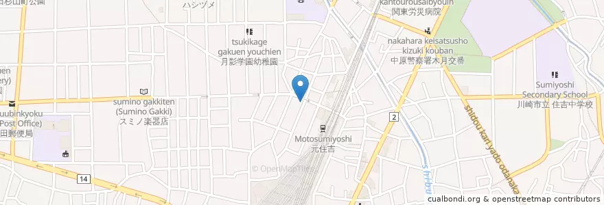 Mapa de ubicacion de 築地銀だこ en Japan, Präfektur Kanagawa, 川崎市, 中原区.