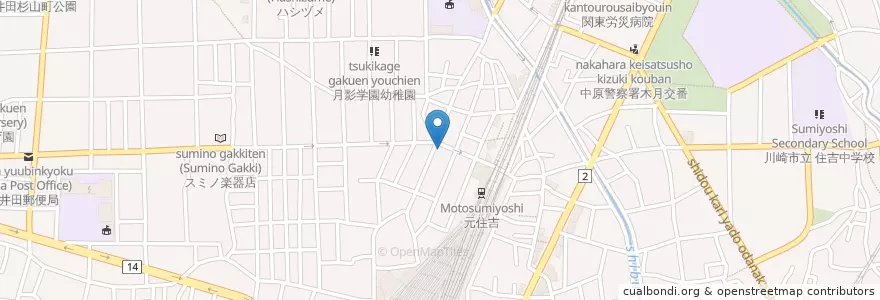 Mapa de ubicacion de 成川薬局調剤店 en Japan, Präfektur Kanagawa, 川崎市, 中原区.