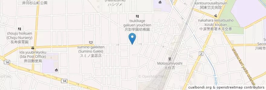 Mapa de ubicacion de ドトールコーヒーショップ en 日本, 神奈川縣, 川崎市, 中原区.