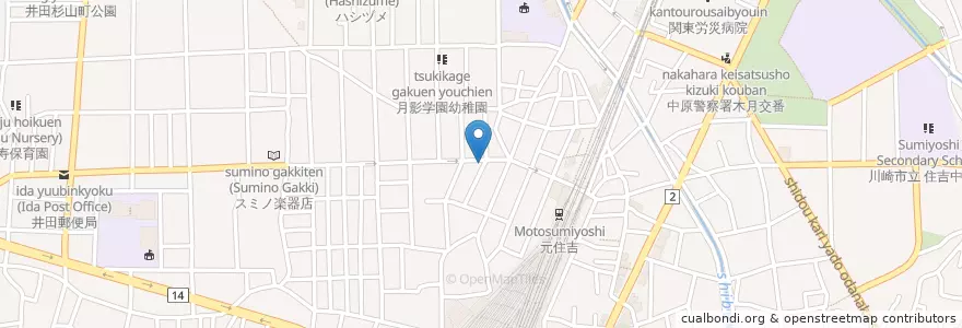 Mapa de ubicacion de 鉄板酒場鉄一 en 日本, 神奈川県, 川崎市, 中原区.
