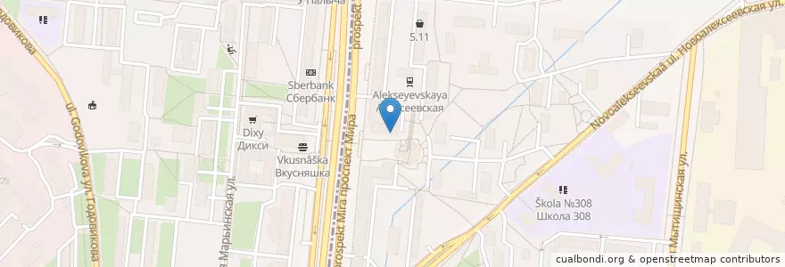 Mapa de ubicacion de 36,6 en روسيا, Центральный Федеральный Округ, Москва, Северо-Восточный Административный Округ, Останкинский Район.