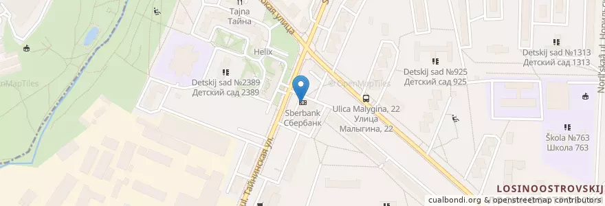 Mapa de ubicacion de Сбербанк en Rússia, Distrito Federal Central, Москва, Северо-Восточный Административный Округ, Лосиноостровский Район.