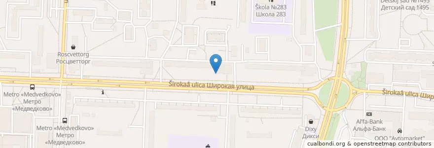 Mapa de ubicacion de Райффайзен en Rusia, Distrito Federal Central, Москва, Северо-Восточный Административный Округ, Район Северное Медведково.
