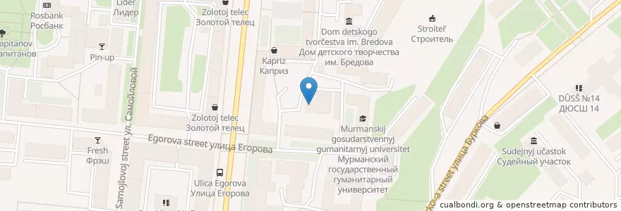 Mapa de ubicacion de Паб Пинта en روسيا, Северо-Западный Федеральный Округ, Мурманская Область, Городской Округ Мурманск.
