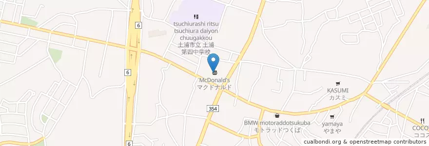 Mapa de ubicacion de マクドナルド en Japan, Präfektur Ibaraki, 土浦市.