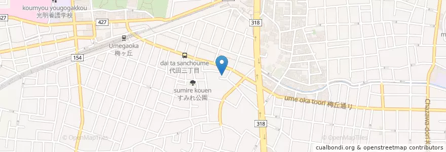 Mapa de ubicacion de 代田保育園 en Jepun, 東京都, 世田谷区.