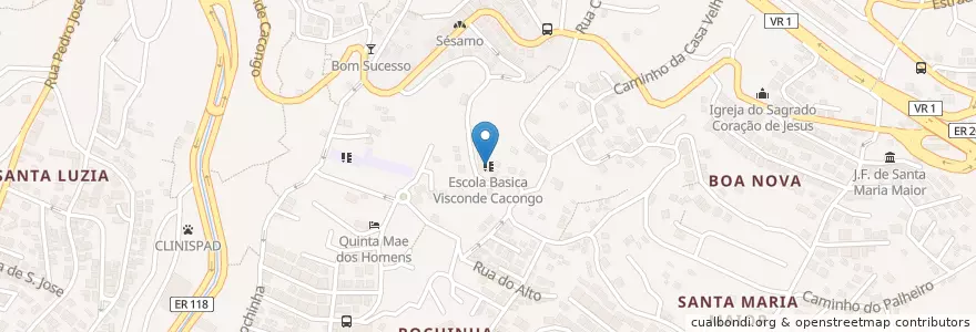 Mapa de ubicacion de Escola Basica Visconde Cacongo en Portugal, Funchal (Santa Maria Maior).