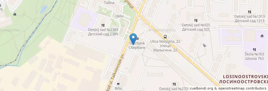 Mapa de ubicacion de Отделение связи №129345 en روسيا, Центральный Федеральный Округ, Москва, Северо-Восточный Административный Округ, Лосиноостровский Район.